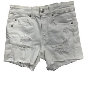 American Eagle Denim Shorts Womens 2 White Distressed Next Level Stretch Raw Hem
